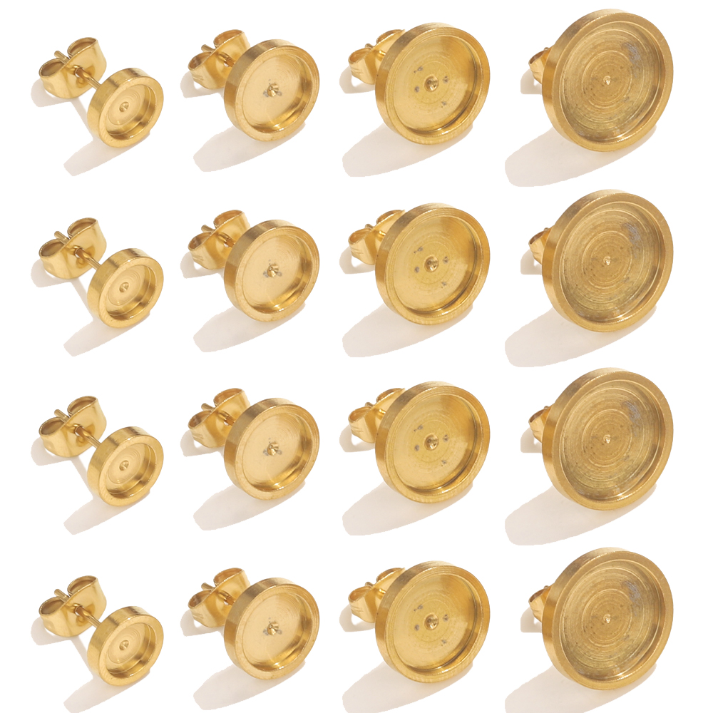 Resin Art Kits For Adults - 10pcs Stainless Steel Gold Earring Stud