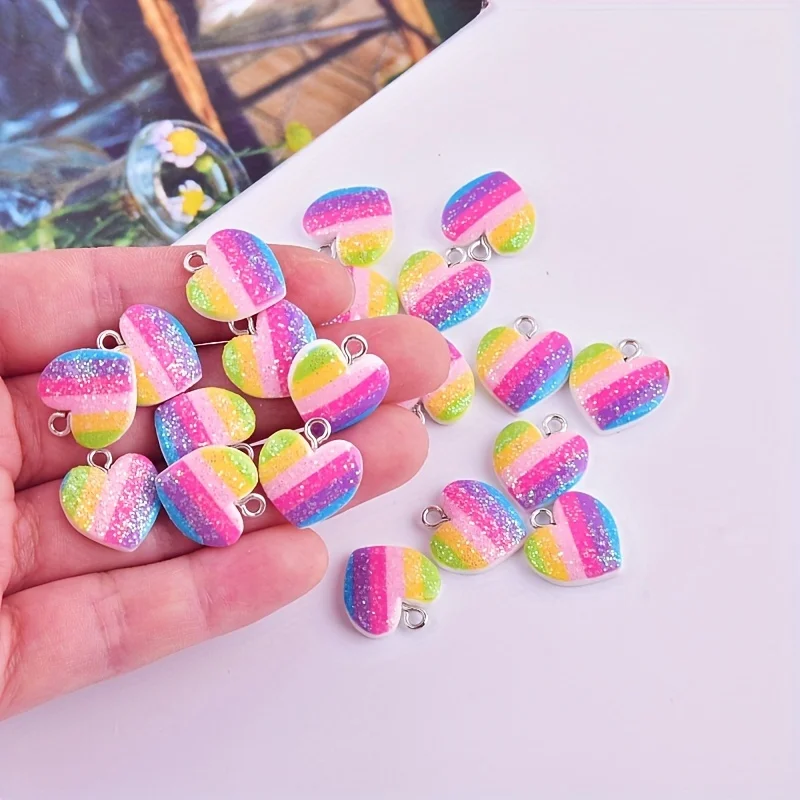 10Pcs Colorful Heart Resin Cha - Resin Art Heart recension och pris