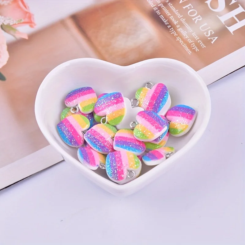 10Pcs Colorful Heart Resin Cha - Resin Art Heart recension och pris