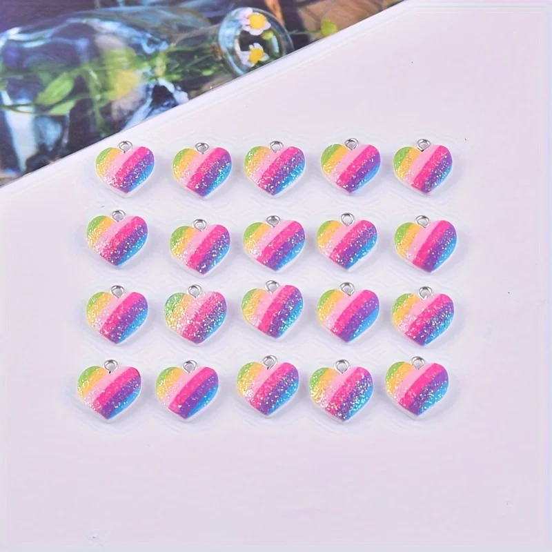10Pcs Colorful Heart Resin Cha - Resin Art Heart recension och pris