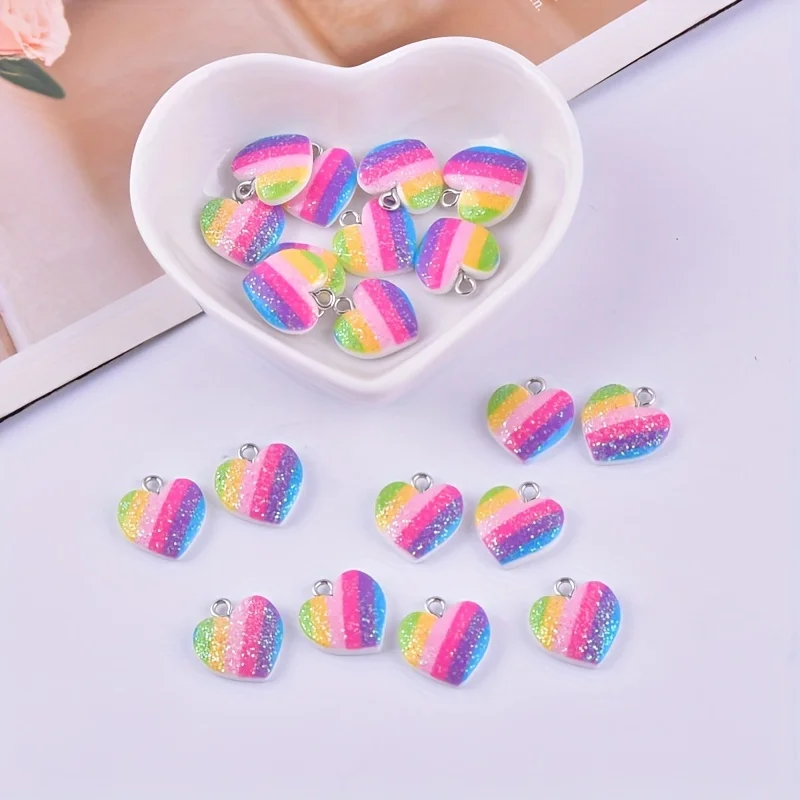 10Pcs Colorful Heart Resin Cha - Resin Art Heart recension och pris