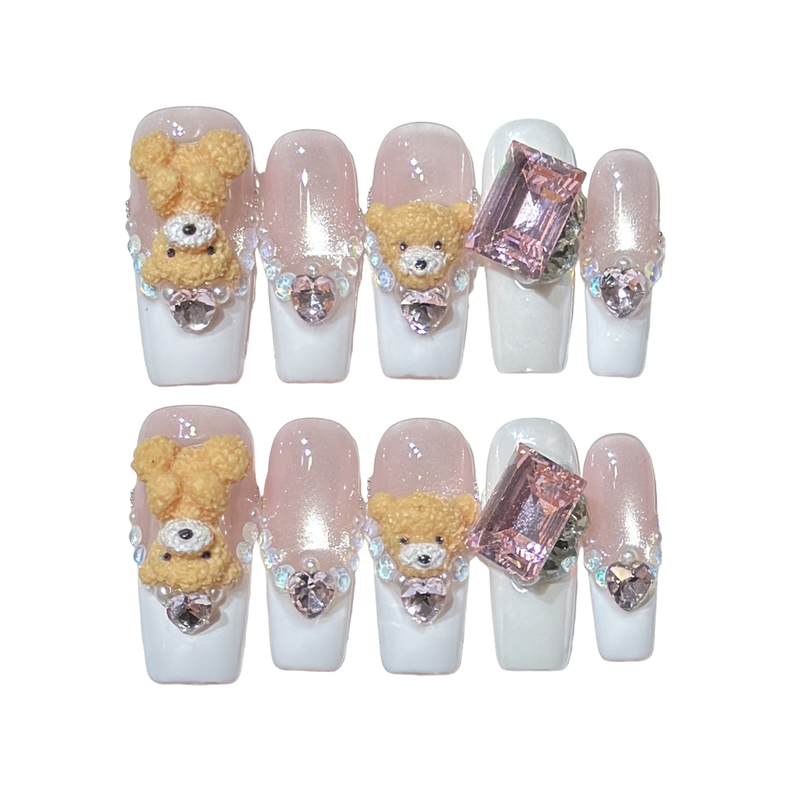 10pcs 3D Cartoon Bear Cat Eyes - Resin Art Heart recension och pris