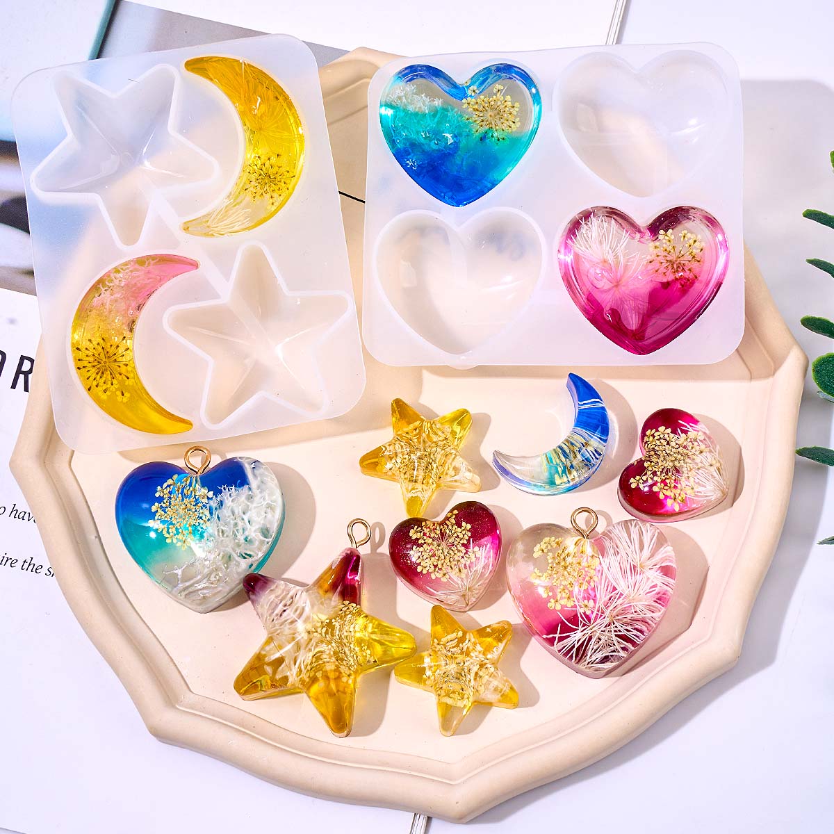 Heart Star Moon Pendant Silico - Resin Art Heart recension och pris