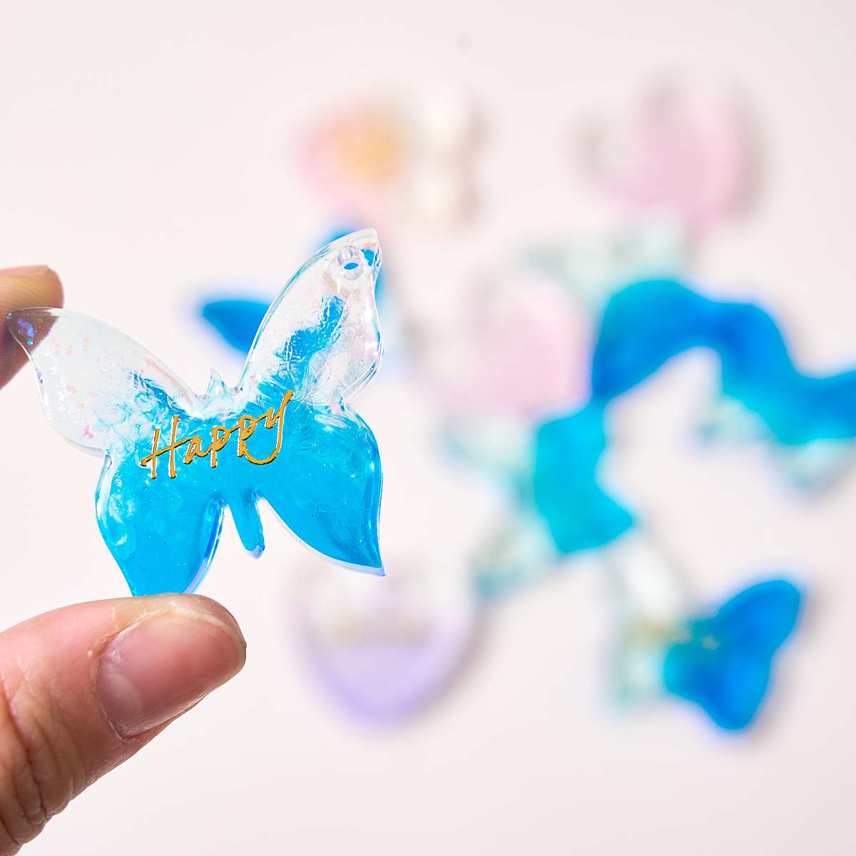 Six-hole with Holes Earring Si - Resin Art Heart recension och pris