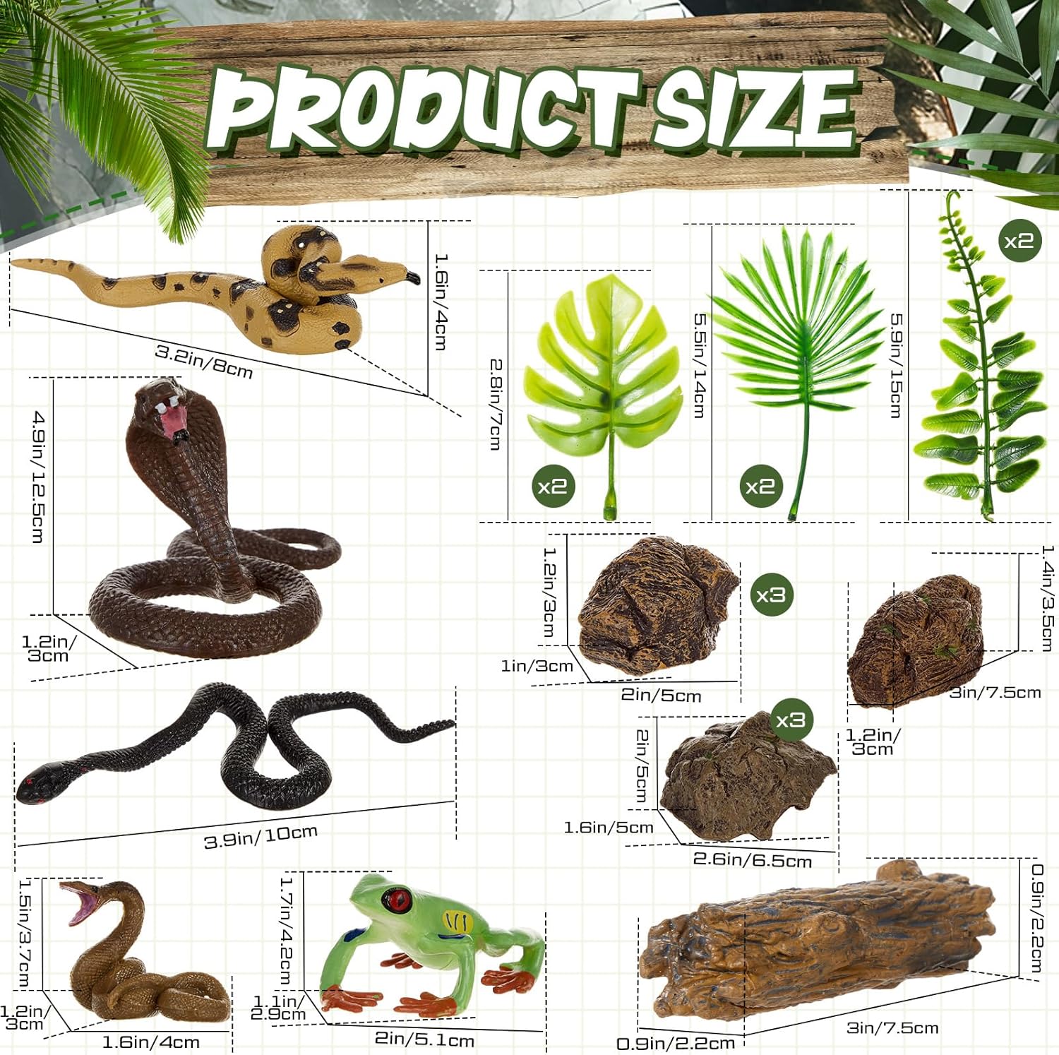 19 Pcs Snake Cake Toppers Deco - Resin Art Tree recension och pris