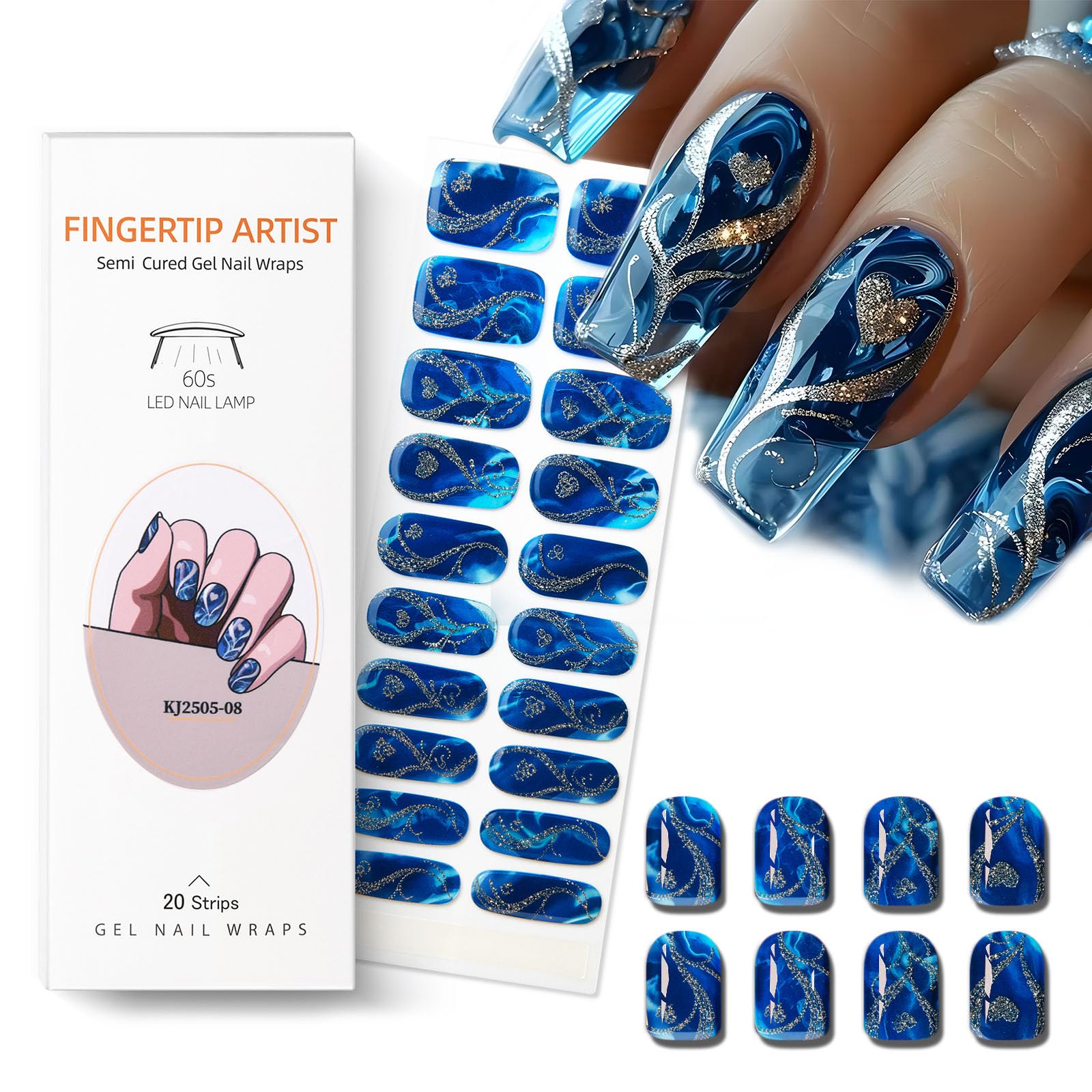 Gold Curve Sea Wave Press On N - Resin Art Heart recension och pris