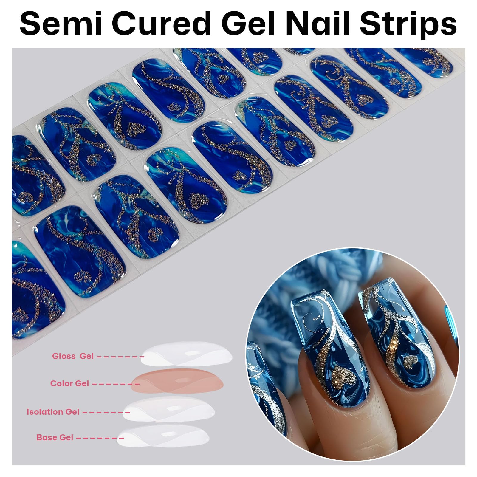 Gold Curve Sea Wave Press On N - Resin Art Heart recension och pris