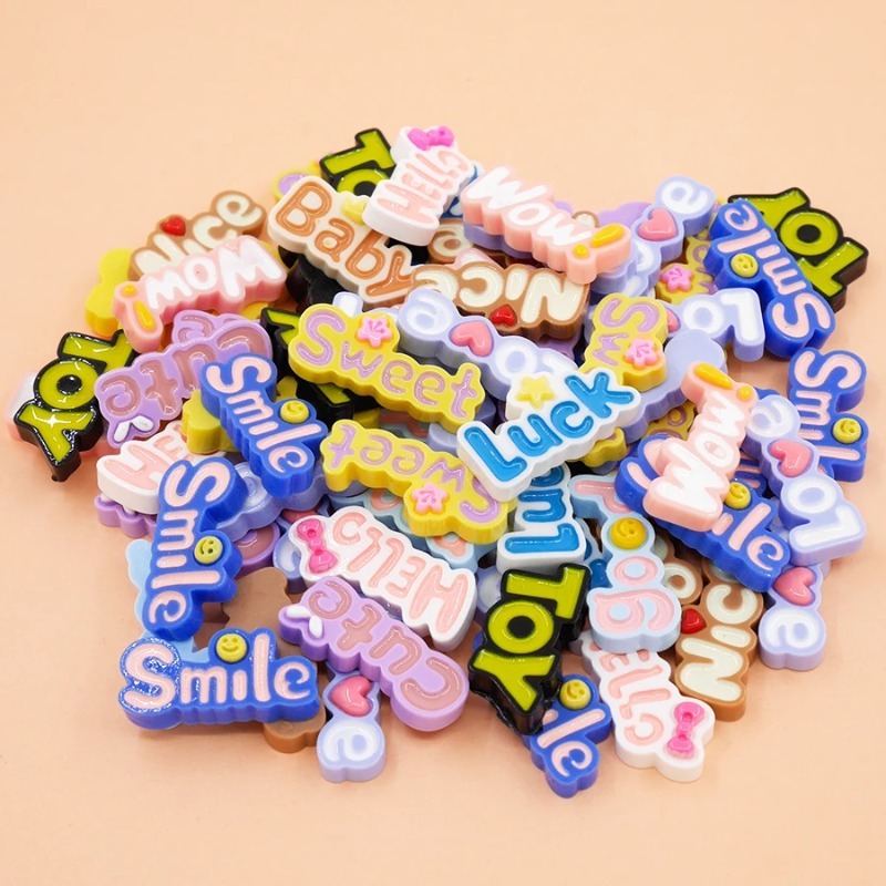 10Pcs Cute Flat Back Wow Luck  - Resin Art Alphabet recension och pris