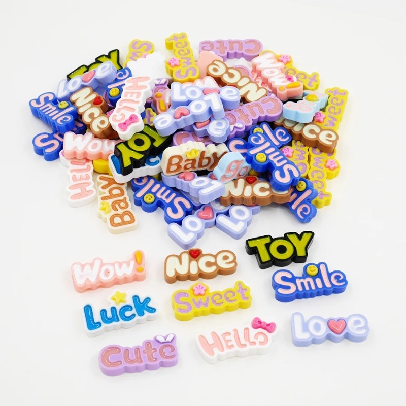10Pcs Cute Flat Back Wow Luck  - Resin Art Alphabet recension och pris