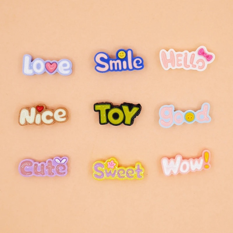 10Pcs Cute Flat Back Wow Luck  - Resin Art Alphabet recension och pris