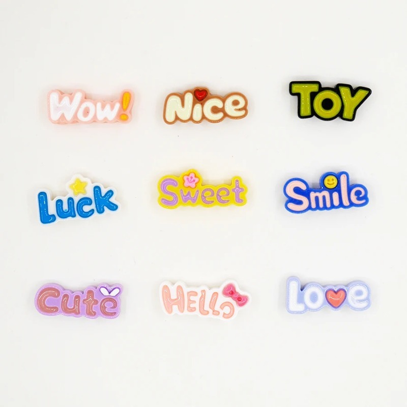 10Pcs Cute Flat Back Wow Luck  - Resin Art Alphabet recension och pris
